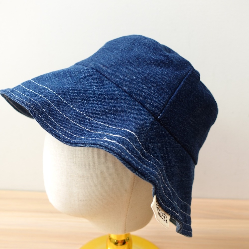 REFRIED New York Bucket Hat Blue Denim Skater Grunge Hip Hop Upcycled USA Made